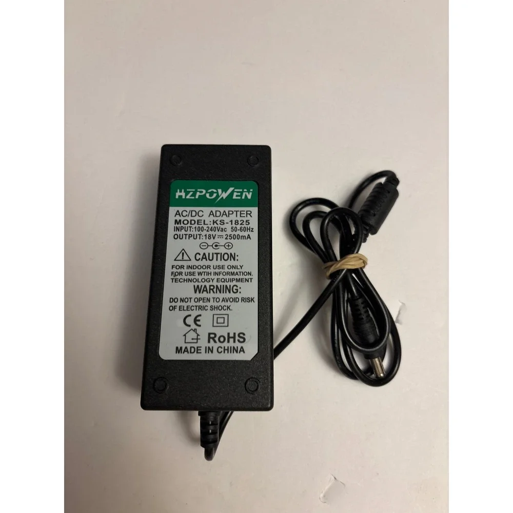 HZPOWEN AC DC ADAPTER MODEL KS 1825 18V 2500mA POWER SUPPLY BLACK